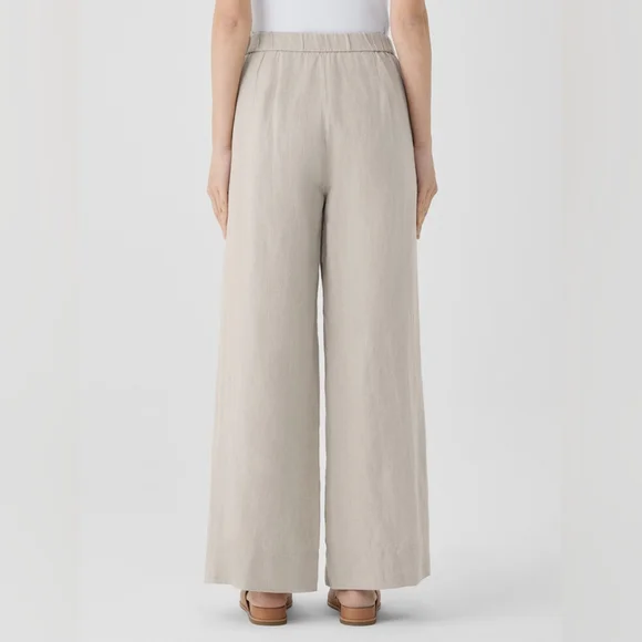 Eileen Fisher Organic Linen Wide Leg Trousers XS NWT - Picture 2 of 7